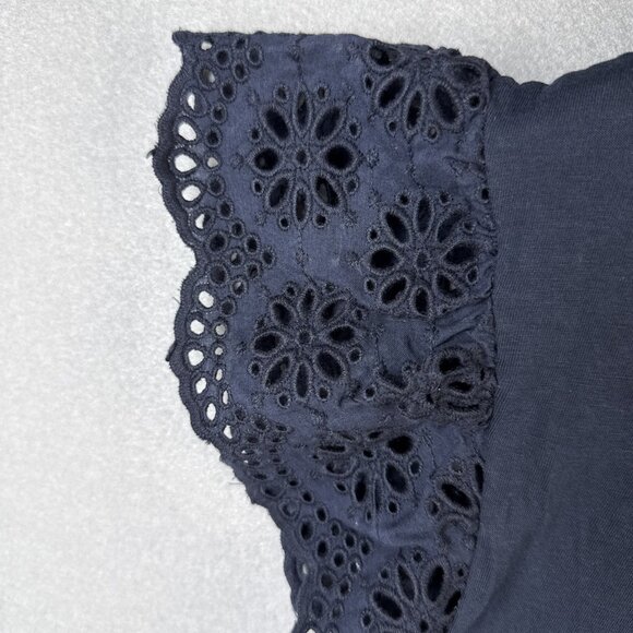 NWT Lauren Ralph Lauren Short Embroidered Sleeve Top Womens 2x Plus Size Navy B - Picture 9 of 12